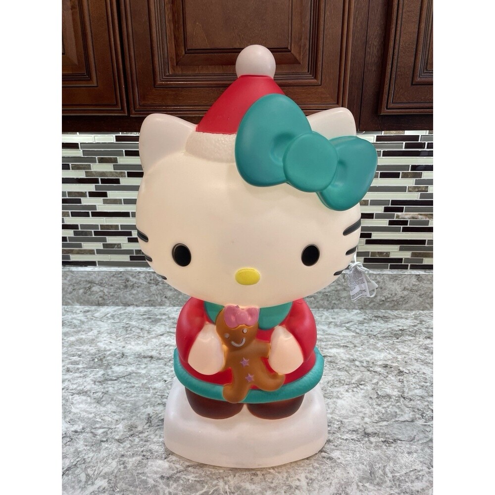 Hello Kitty Christmas Lighted 22" Blow Mold Plug In Holiday Gingerbread Man